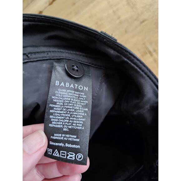 Aritzia Babaton Command Pants Faux Leather Black Vegan Size 00 Straight Leg EUC - Picture 7 of 10